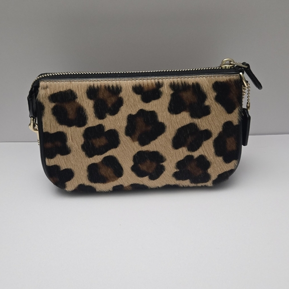 Coach Nolita Leopard Print Clutch Wrislet Bag Top Handle Gold Vintage F64583 - Picture 2 of 6